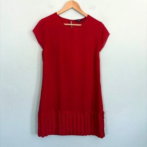 Ted Baker Glana Circle Hem Mini Dress Women Size 3 Medium Red Cap Sleeve